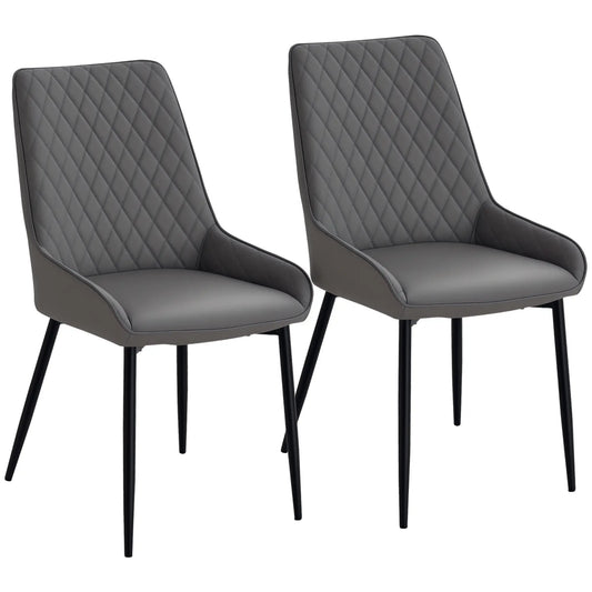 Modern Dining Chairs Set of 2, PU Leather, Metal Legs, Grey Bar Stools Grey at Gallery Canada