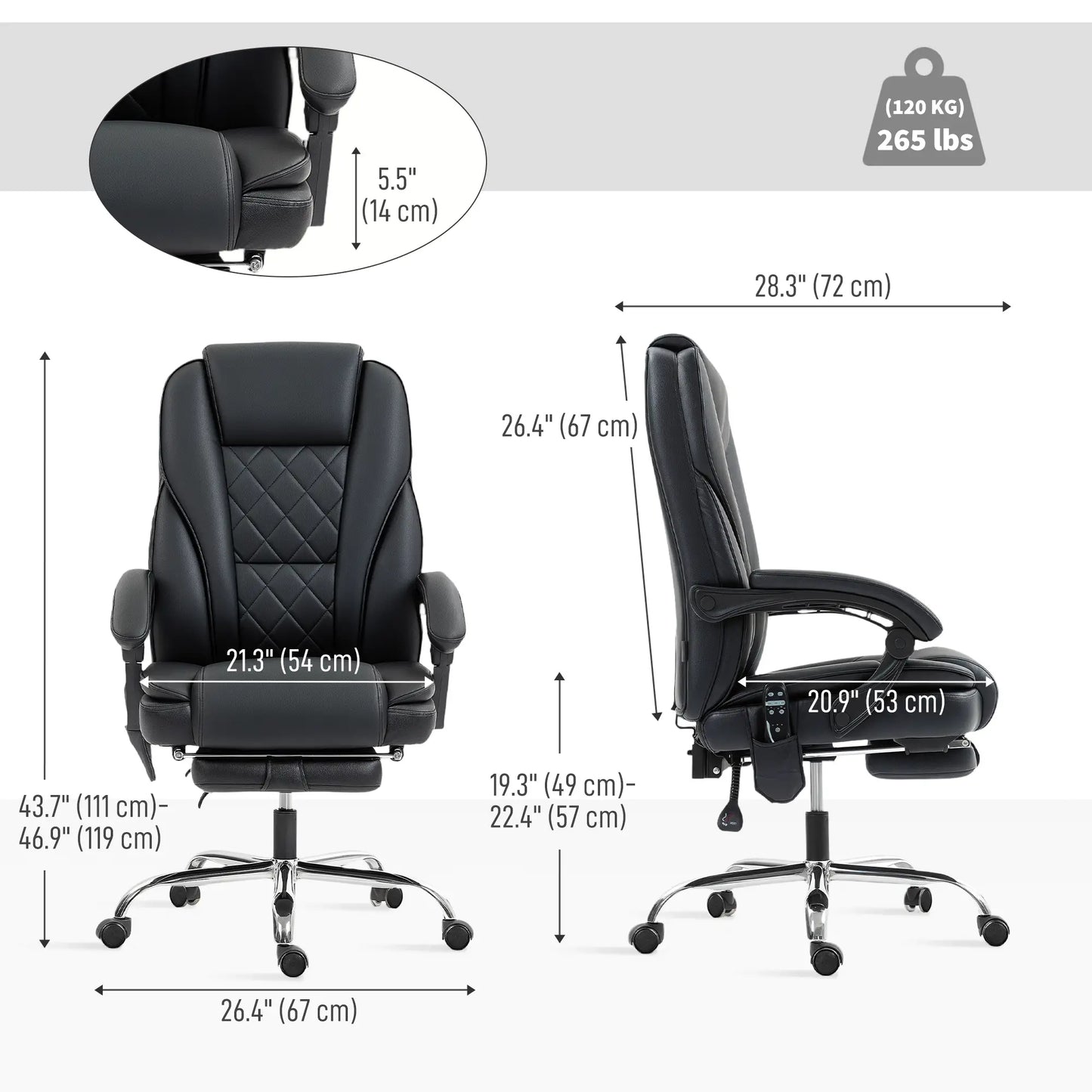 Massage Office Chair, Reclining Computer Chair, Adjustable Height, Footrest, Black Massage Chairs at Gallery Canada