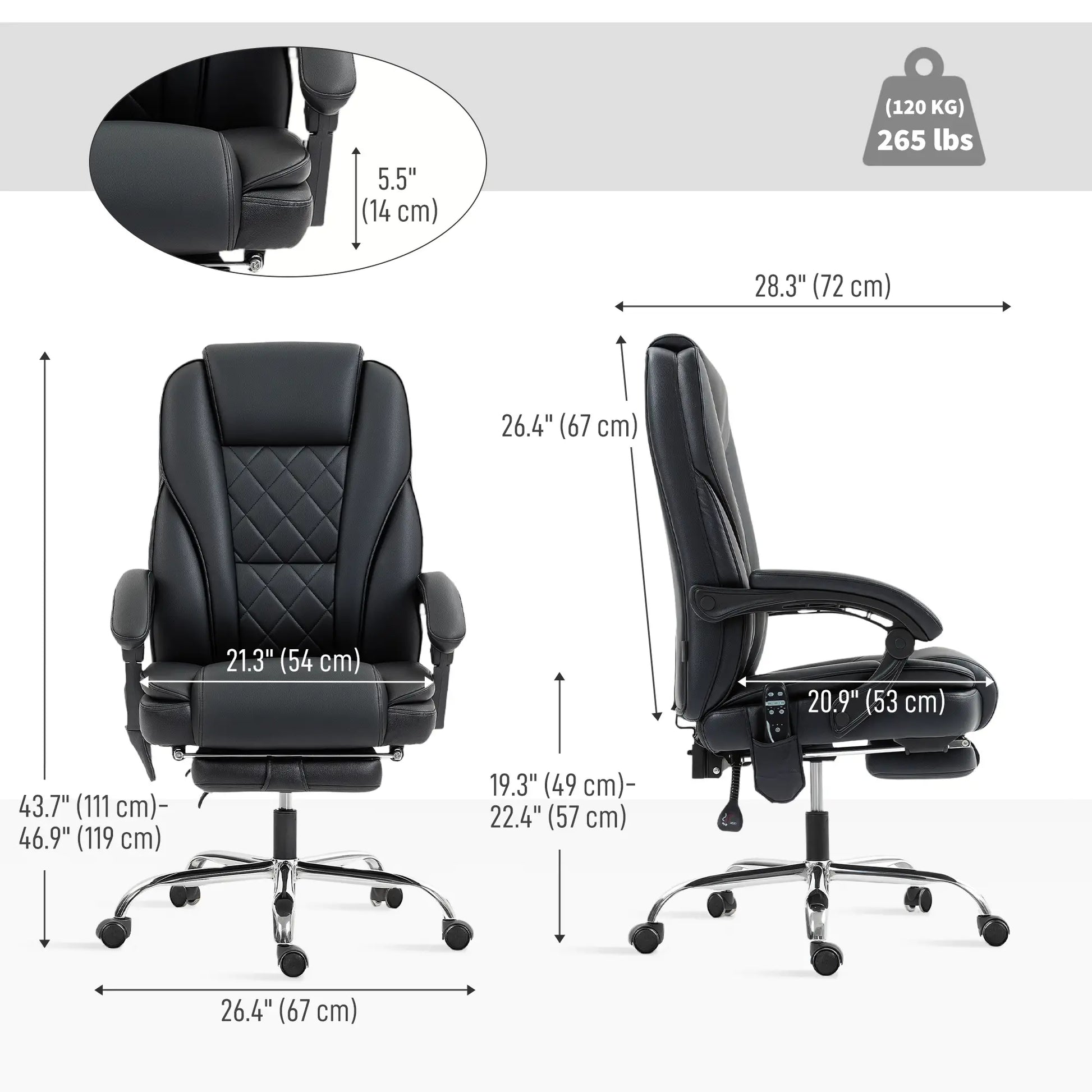 Massage Office Chair, Reclining Computer Chair, Adjustable Height, Footrest, Black Massage Chairs at Gallery Canada