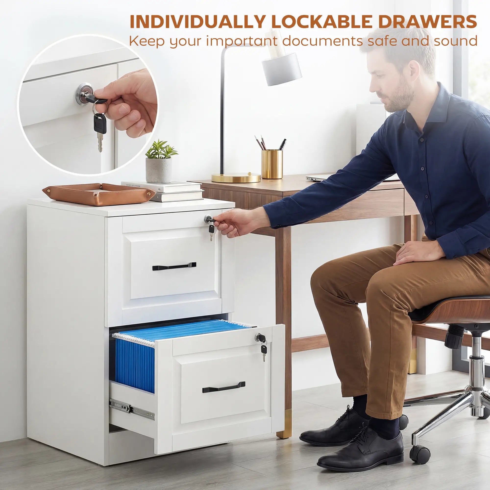2 Drawer File Cabinet With Lock, Vertical Filing Cabinet, White Office Cabinets & Cupboards at Gallery Canada