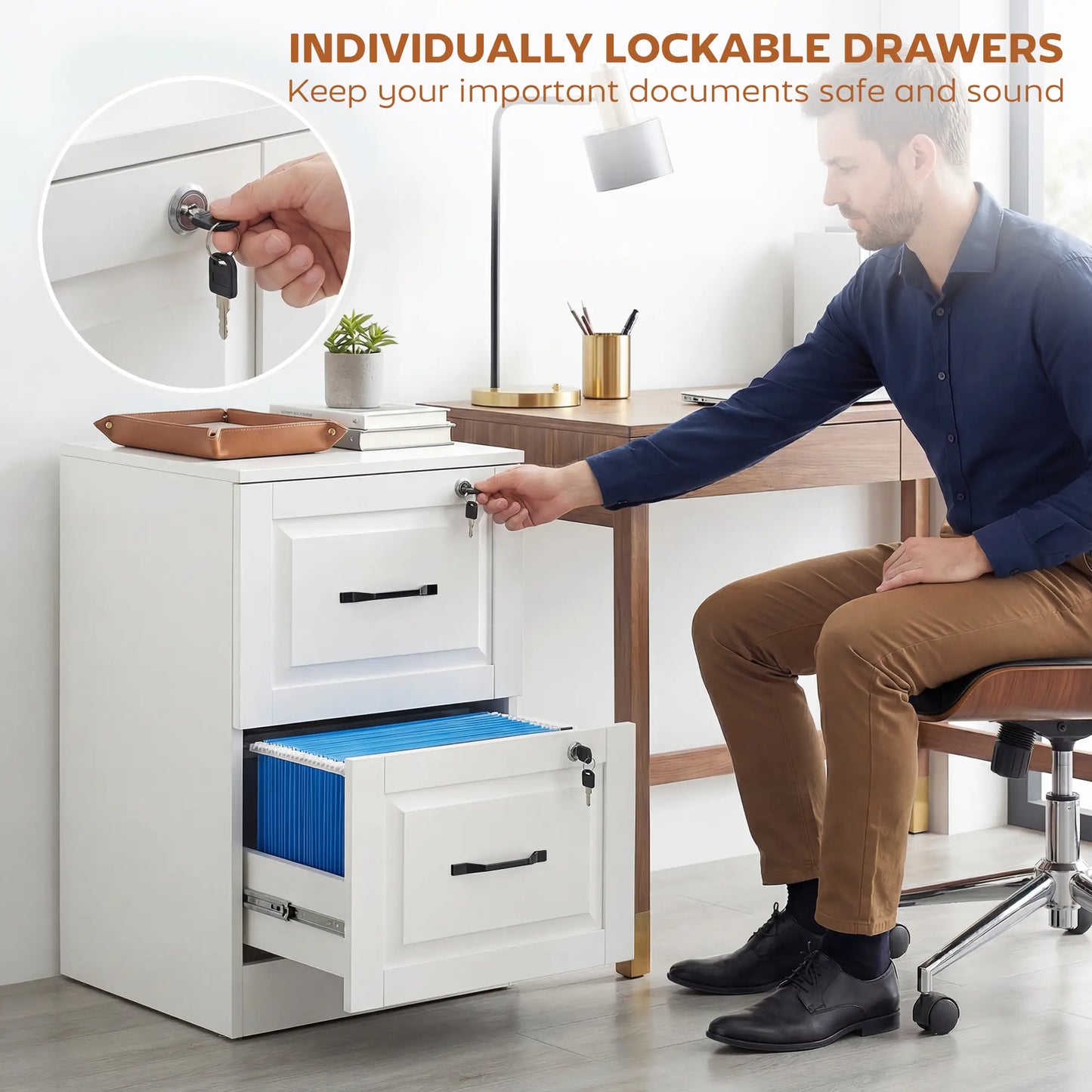 2 Drawer File Cabinet With Lock, Vertical Filing Cabinet, White Office Cabinets & Cupboards at Gallery Canada