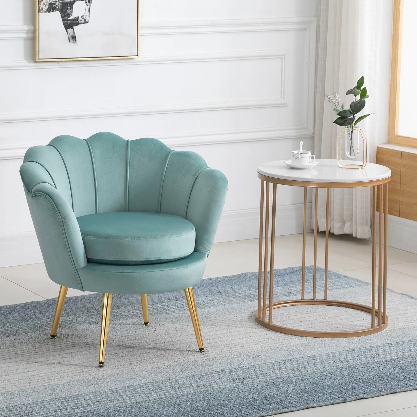 Modern Velvet Accent Chair, Gold Metal Legs, Green Accent Chairs at Gallery Canada