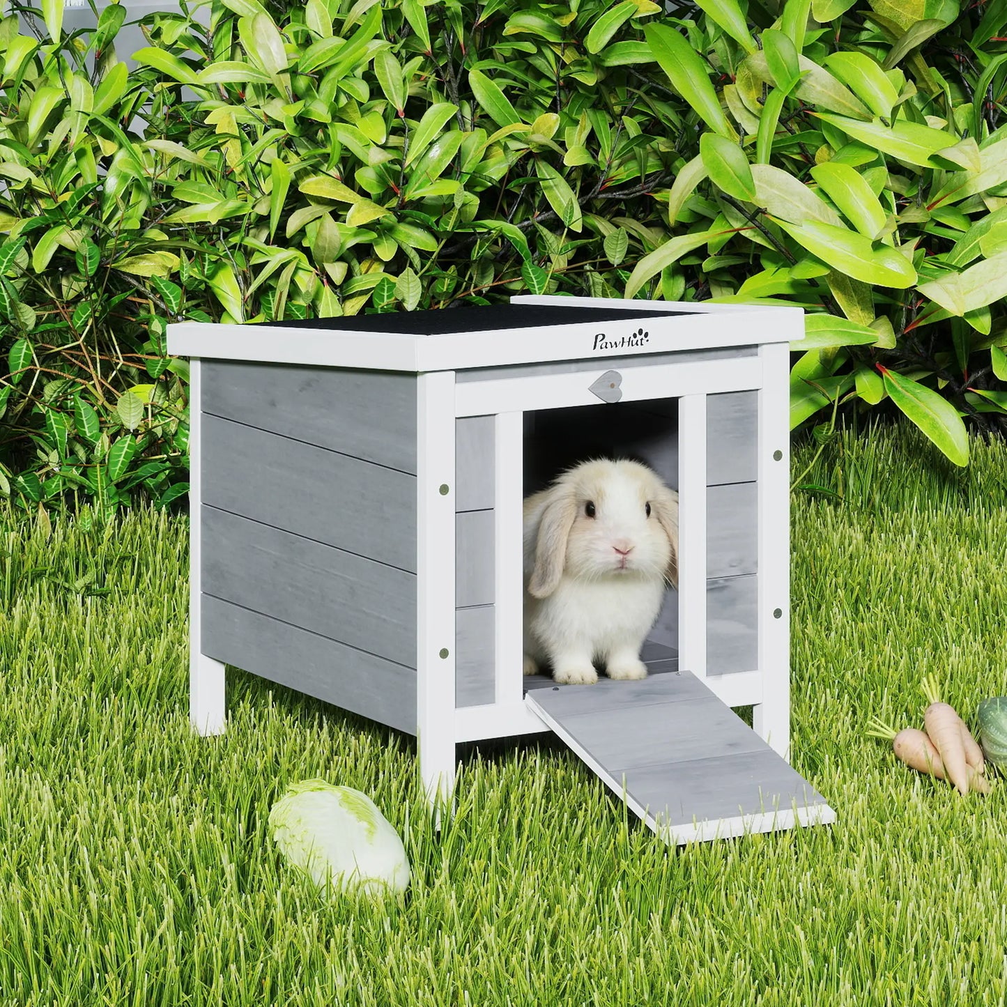 Wooden Rabbit Hutch, Bunny Cage, Outdoor Cat House, 20"x16.5"x17", Grey Rabbit Hutch at Gallery Canada