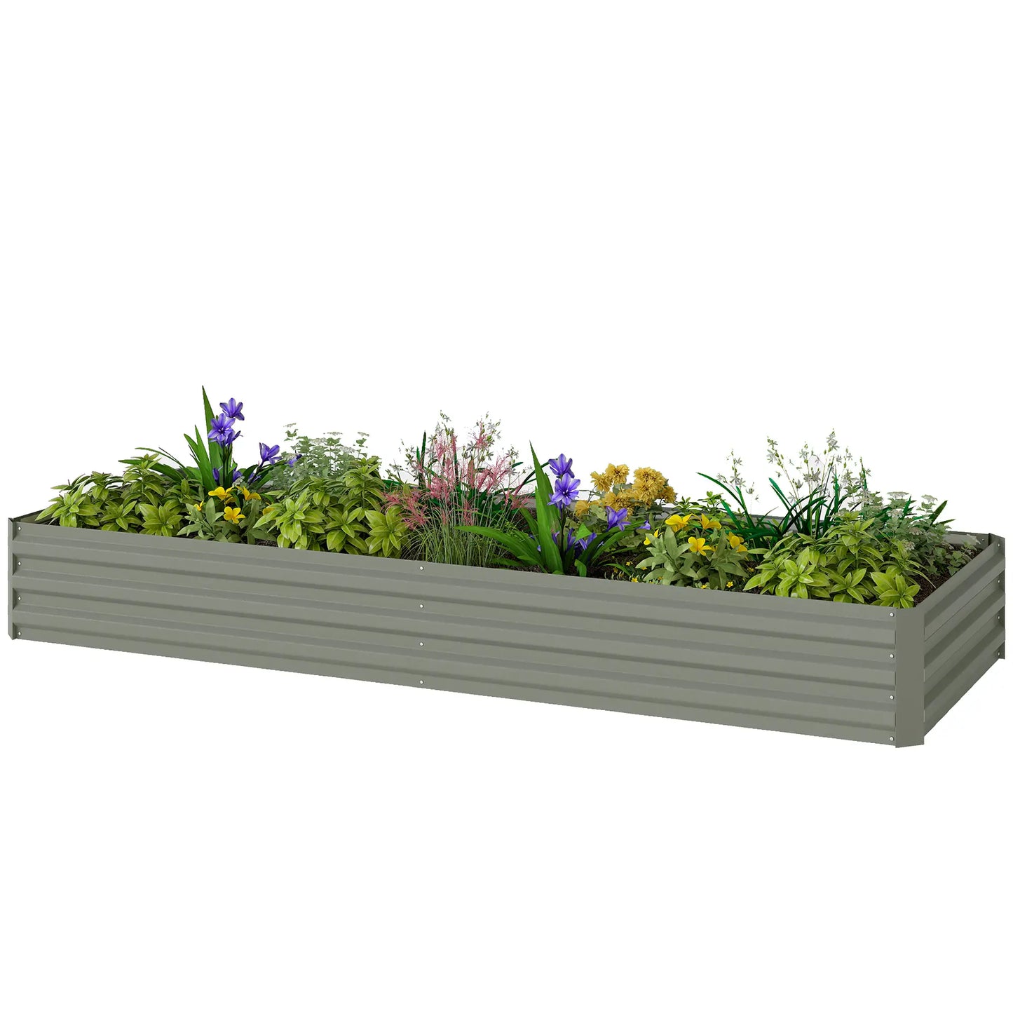8 x 3 x 1ft Galvanized Raised Garden Bed, Metal Elevated Planter Box, Light Grey Galvanized Planter Boxes Light Grey at Gallery Canada