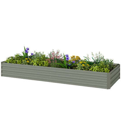 8 x 3 x 1ft Galvanized Raised Garden Bed, Metal Elevated Planter Box, Light Grey Galvanized Planter Boxes Light Grey at Gallery Canada