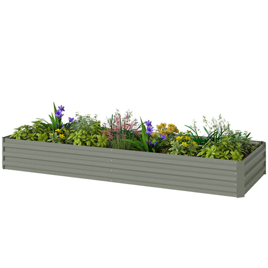 8 x 3 x 1ft Galvanized Raised Garden Bed, Metal Elevated Planter Box, Light Grey Galvanized Planter Boxes Light Grey at Gallery Canada