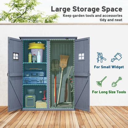 4x1.5ft Wooden Storage Shed, Outdoor Tool Cabinet, Dark Grey
