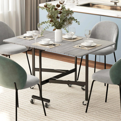 6-Seater Drop-Leaf Dining Table With Wheels, Grey, Grey Dining Tables at Gallery Canada