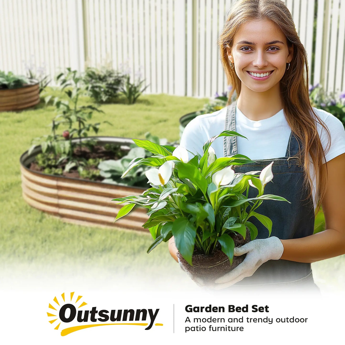 5' x 3' x 1' Galvanized Raised Garden Bed, Brown Wood Effect, Brown