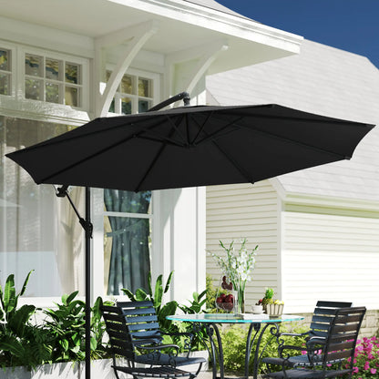 9.7ft Offset Patio Umbrella, Crank, Black Offset Cantilever Umbrellas at Gallery Canada