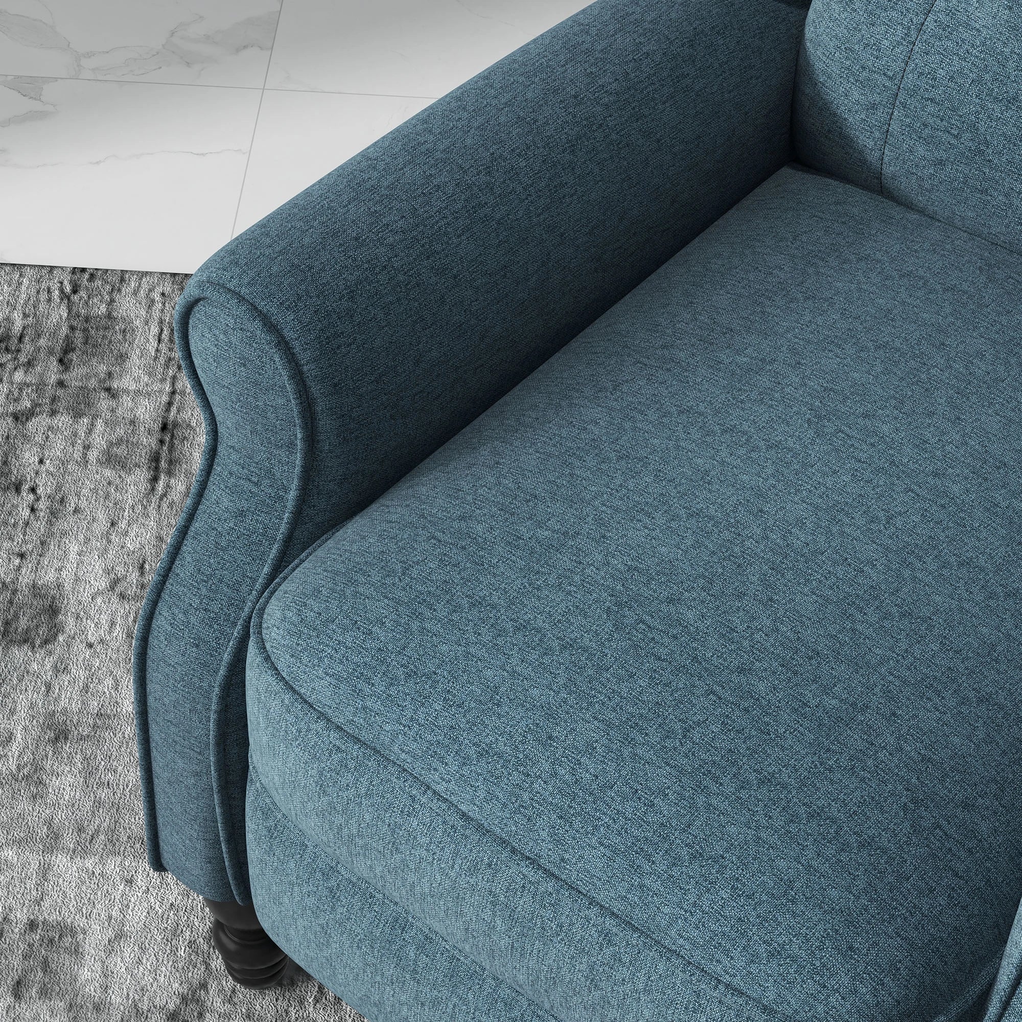 Wingback Reclining Chair with Footrest, Button Tufted, Blue Single Sofas at Gallery Canada