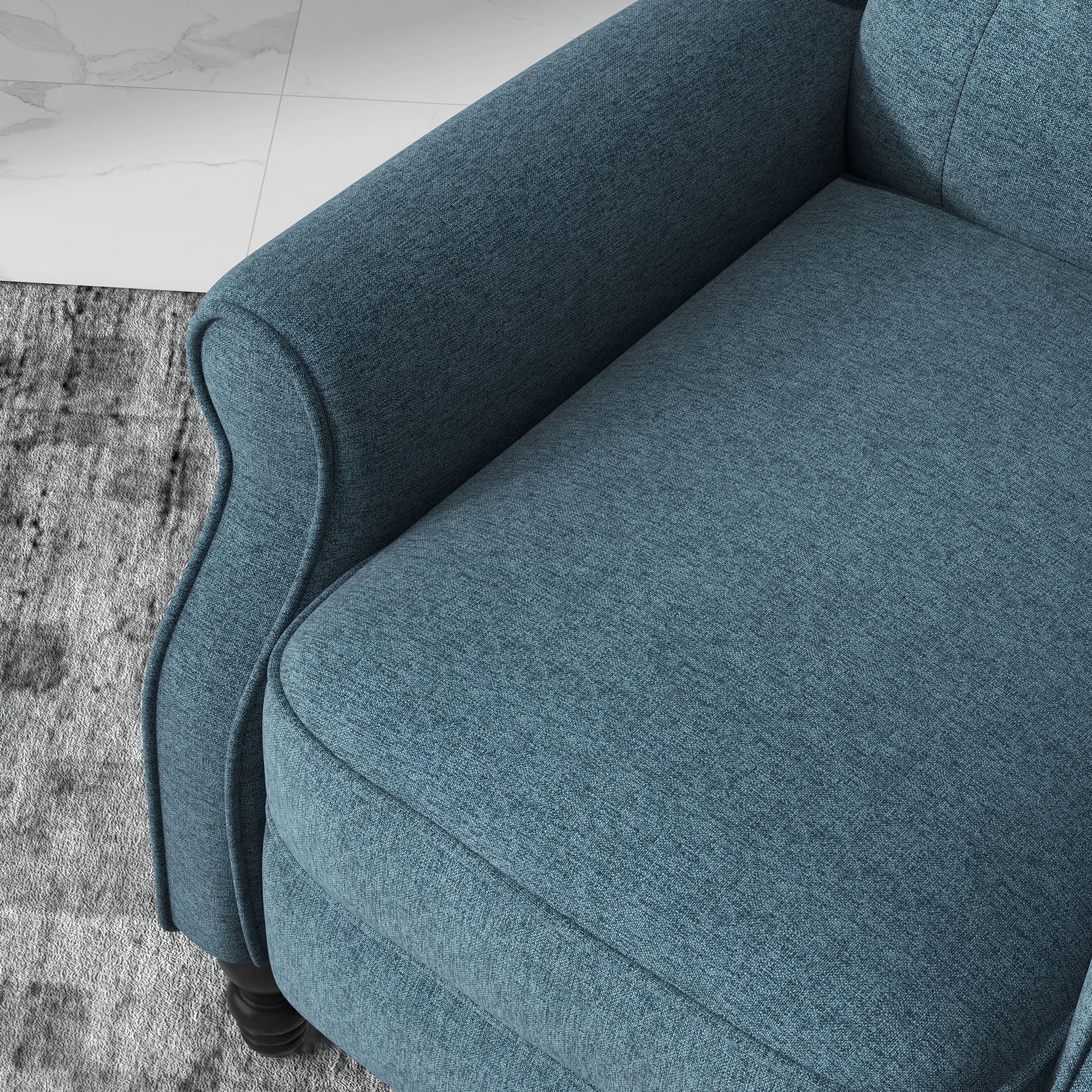 Wingback Reclining Chair with Footrest, Button Tufted, Blue Single Sofas at Gallery Canada