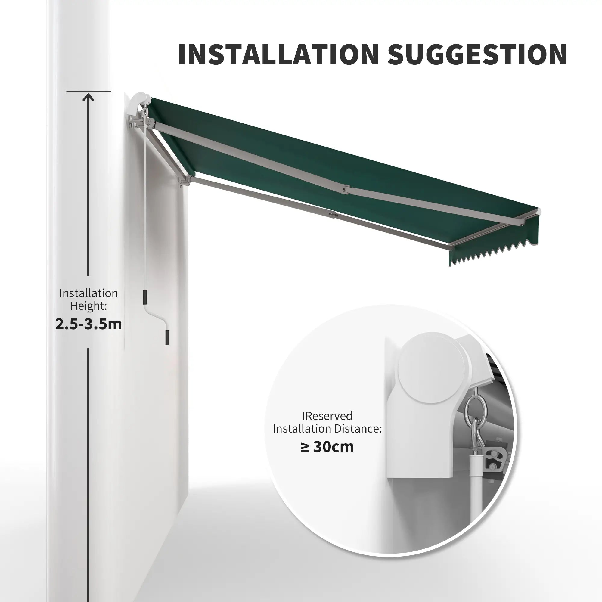 12' x 8' Retractable Awning, UV Water-Resistant Fabric, Aluminum Frame, Green Deck Awnings at Gallery Canada