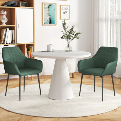 Upholstered Dining Chairs Set of 2, Linen Fabric, Metal Legs, Dark Green Dining Chairs at Gallery Canada