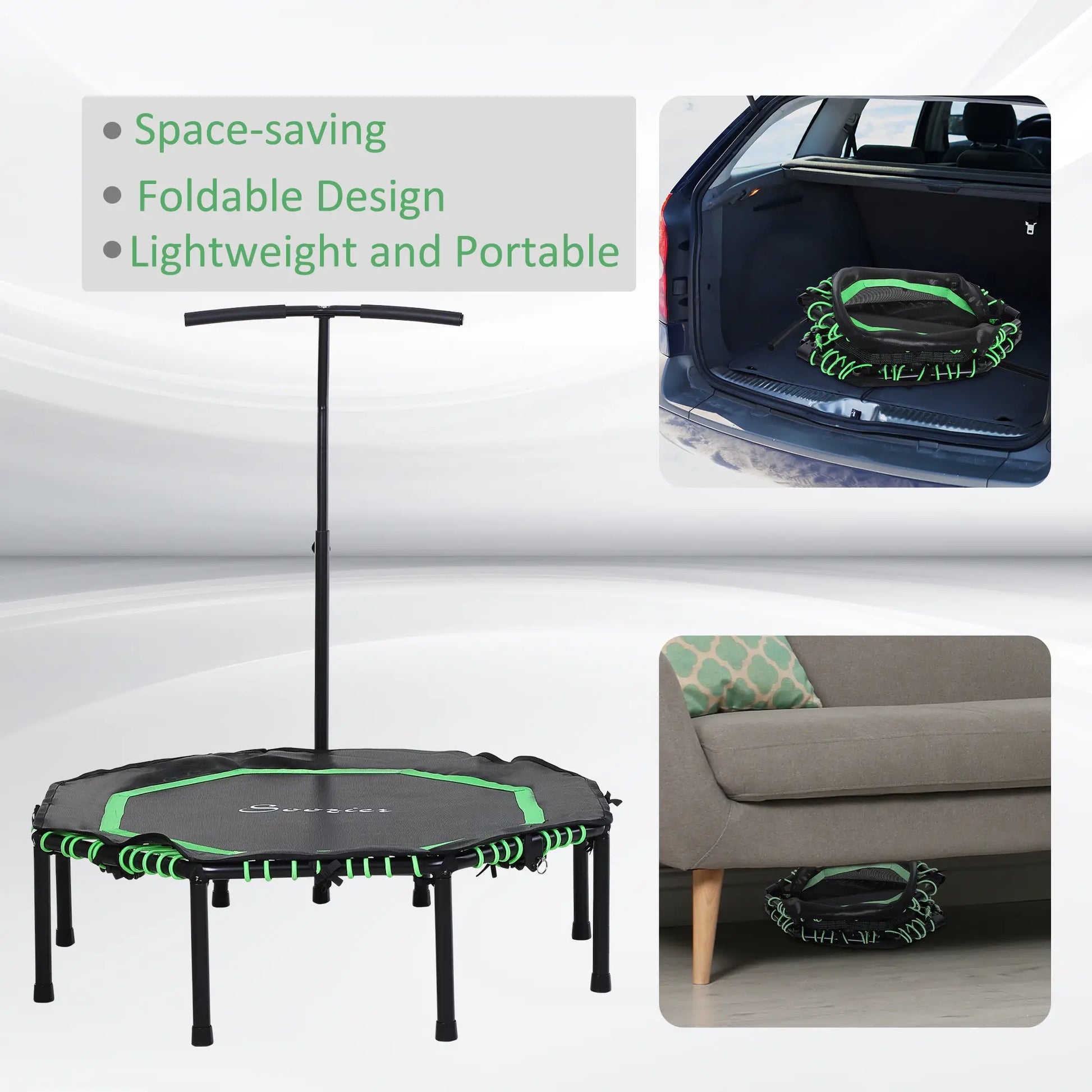48" Foldable Trampoline with Adjustable Handle Bar, Green Trampolines at Gallery Canada