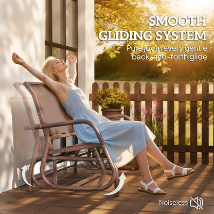 Steel Sling Fabric Gliding Bench, Outdoor Garden Swing Chair, Coffee Brown, Brown Outdoor Gliders at Gallery Canada