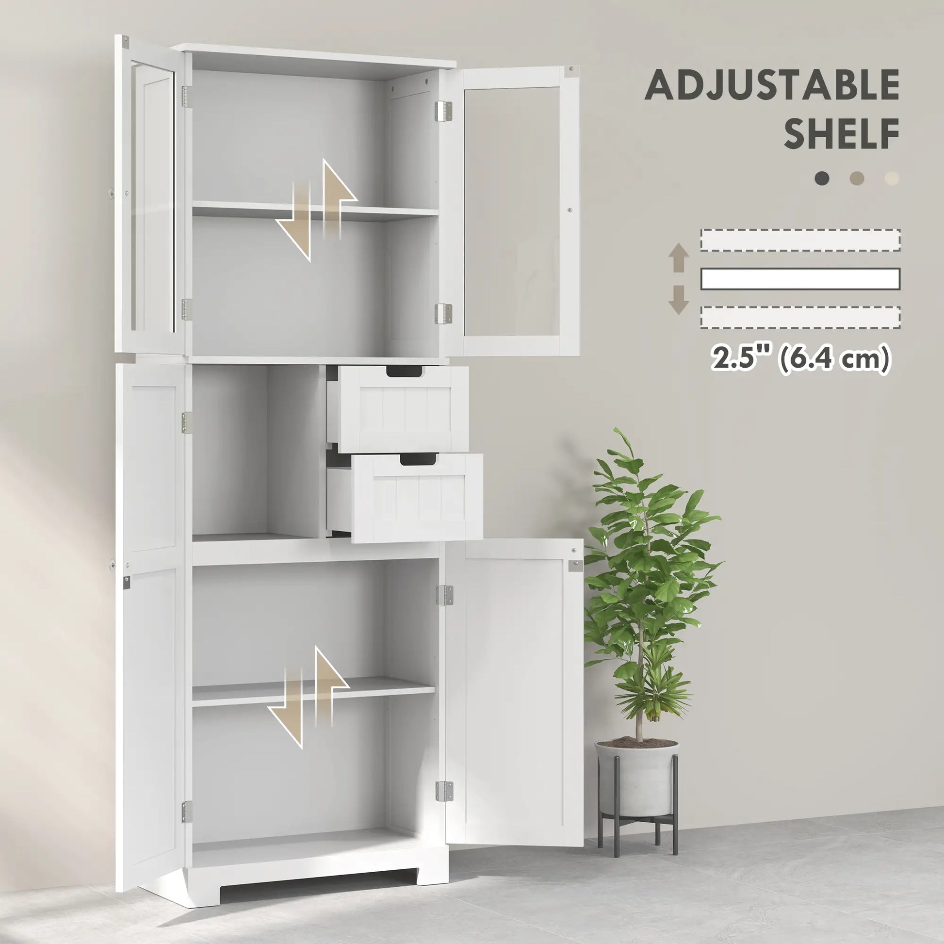 Tall Bathroom Storage Cabinet, Adjustable Shelves, White Bathroom Cabinets at Gallery Canada