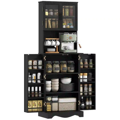 71 Inch Kitchen Pantry Cabinet, Freestanding Hutch, Black Kitchen Pantry Cabinets at Gallery Canada