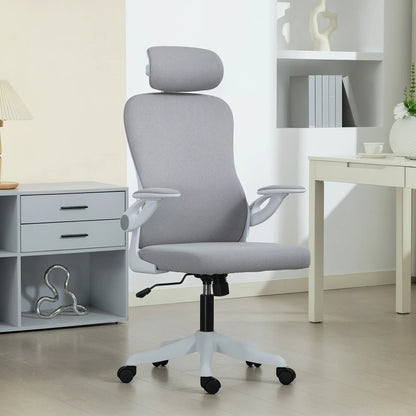 Ergonomic Office Chair, Swivel Desk Chair with Lumbar Support, Headrest, Grey Task Chairs at Gallery Canada