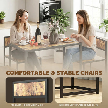 Ensemble de salle à manger industriel pour 2, table de cuisine et chaises