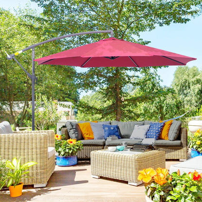 10' Deluxe Patio Umbrella, Banana Hanging Offset Sunshade, Wine Red Cantilever Umbrellas at Gallery Canada