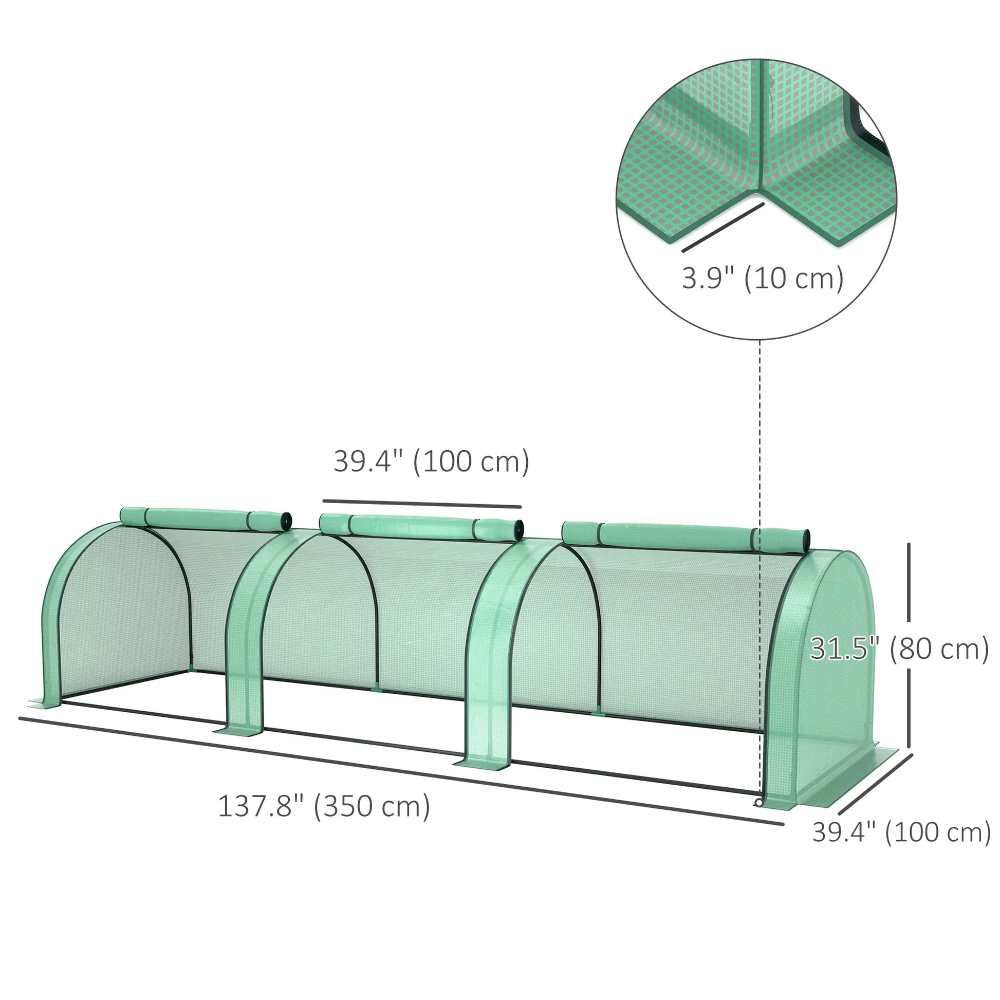 Mini Tunnel Greenhouse, PE Cover, Steel Frame, Zipped Doors, Green Greenhouses at Gallery Canada