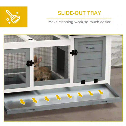 Rabbit Cage With Wheels, Ramp, Run, Tray, Indoor Outdoor, Grey