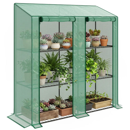 Portable Mini Greenhouse, 3 Tier Shelves, Reinforced PE Cover, 56.3" x 18.1" x 59.4" Greenhouses at Gallery Canada