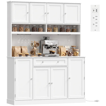 Cabinet de garde-manger de cuisine blanc "73", station de recharge, blanc