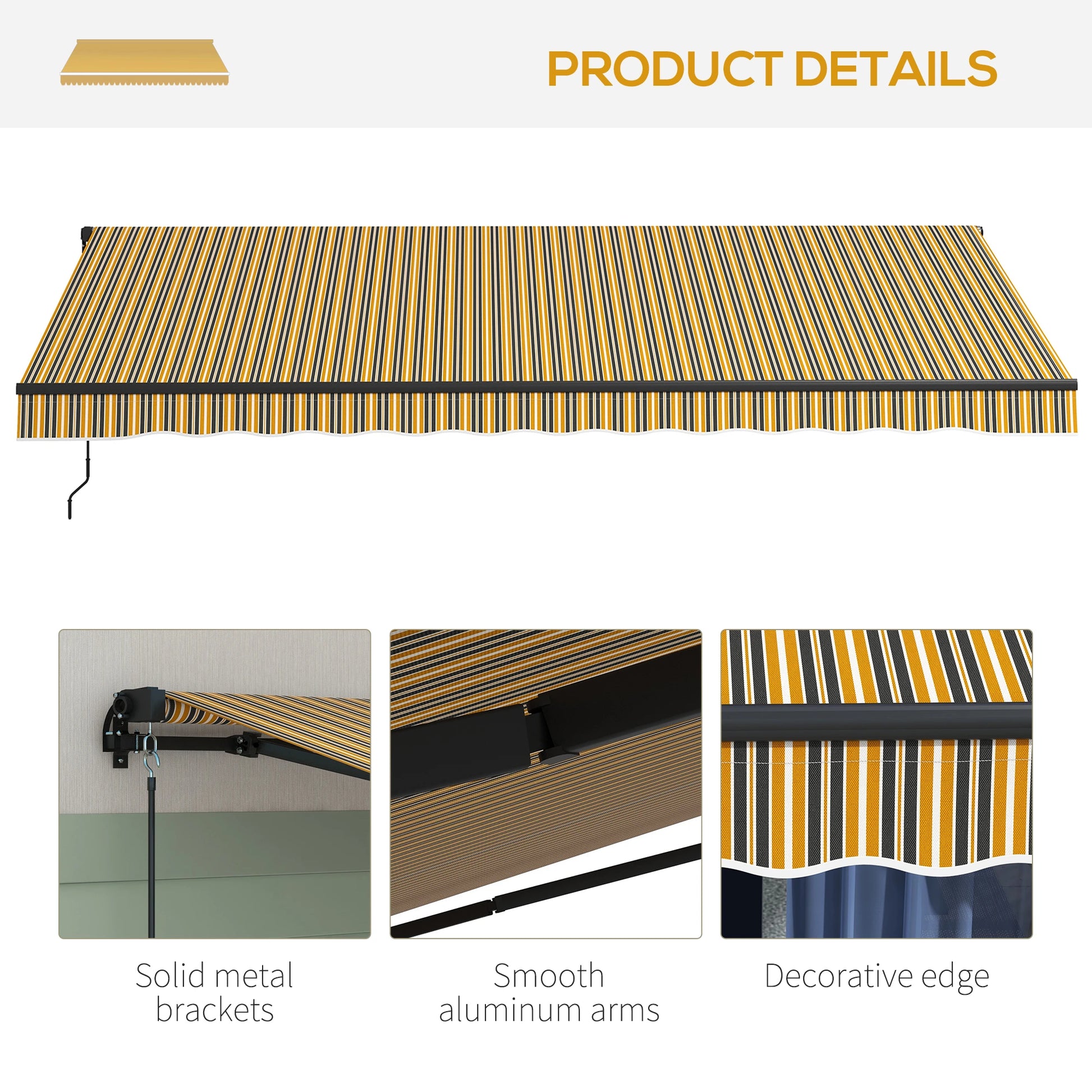 15' x 10' Retractable Awning, UV Resistant Sunshade, Dark Grey, Amber Window Awnings at Gallery Canada