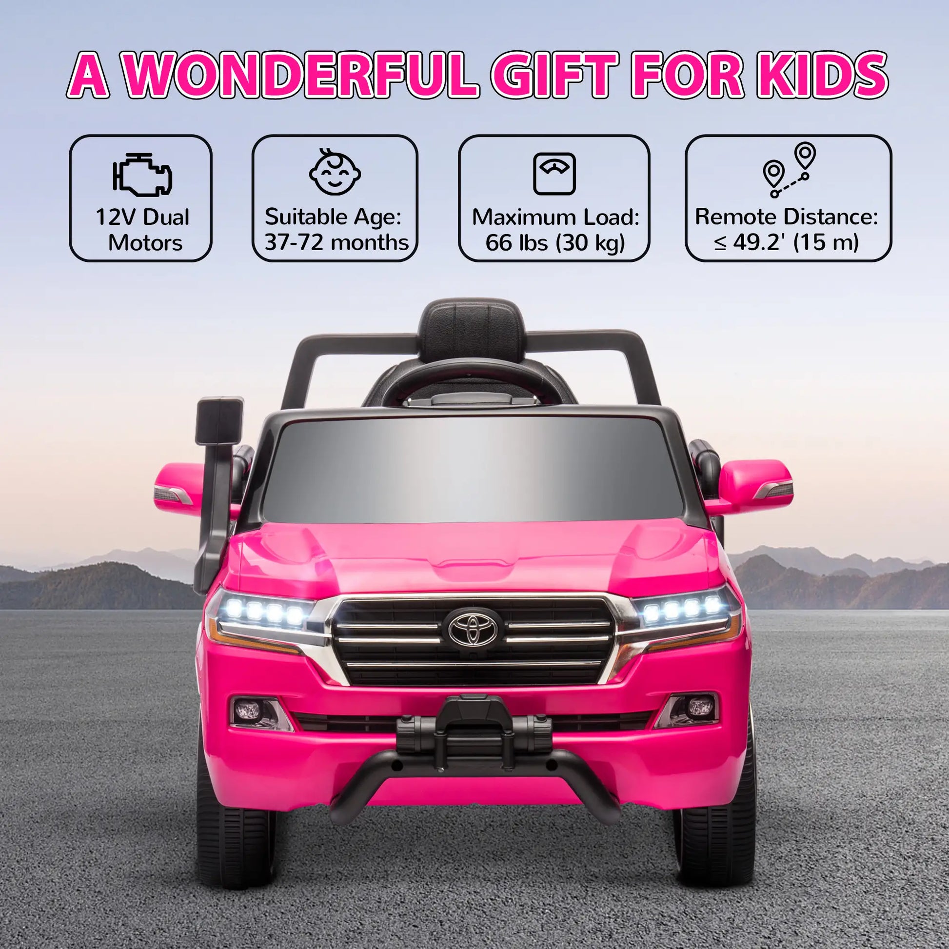 12V Licensed Kids Car, Remote Control, Four Wheel Spring Suspension, Pink Electric Toy Cars at Gallery Canada