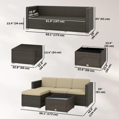 3-Piece Patio Furniture Set, Outdoor PE Rattan Sofa, Khaki Patio Furniture Sets at Gallery Canada