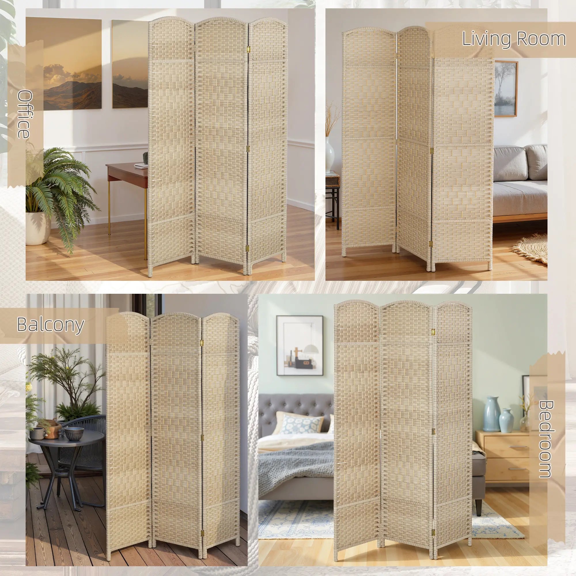 6 Ft Folding Room Divider, 3 Panel Privacy Screen, Light Oak Room Dividers at Gallery Canada
