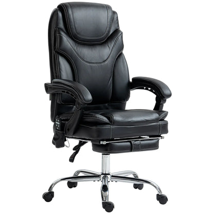 6 Point Vibration Massage Office Chair, PU Leather, Heated, Black Massage Chairs Black at Gallery Canada