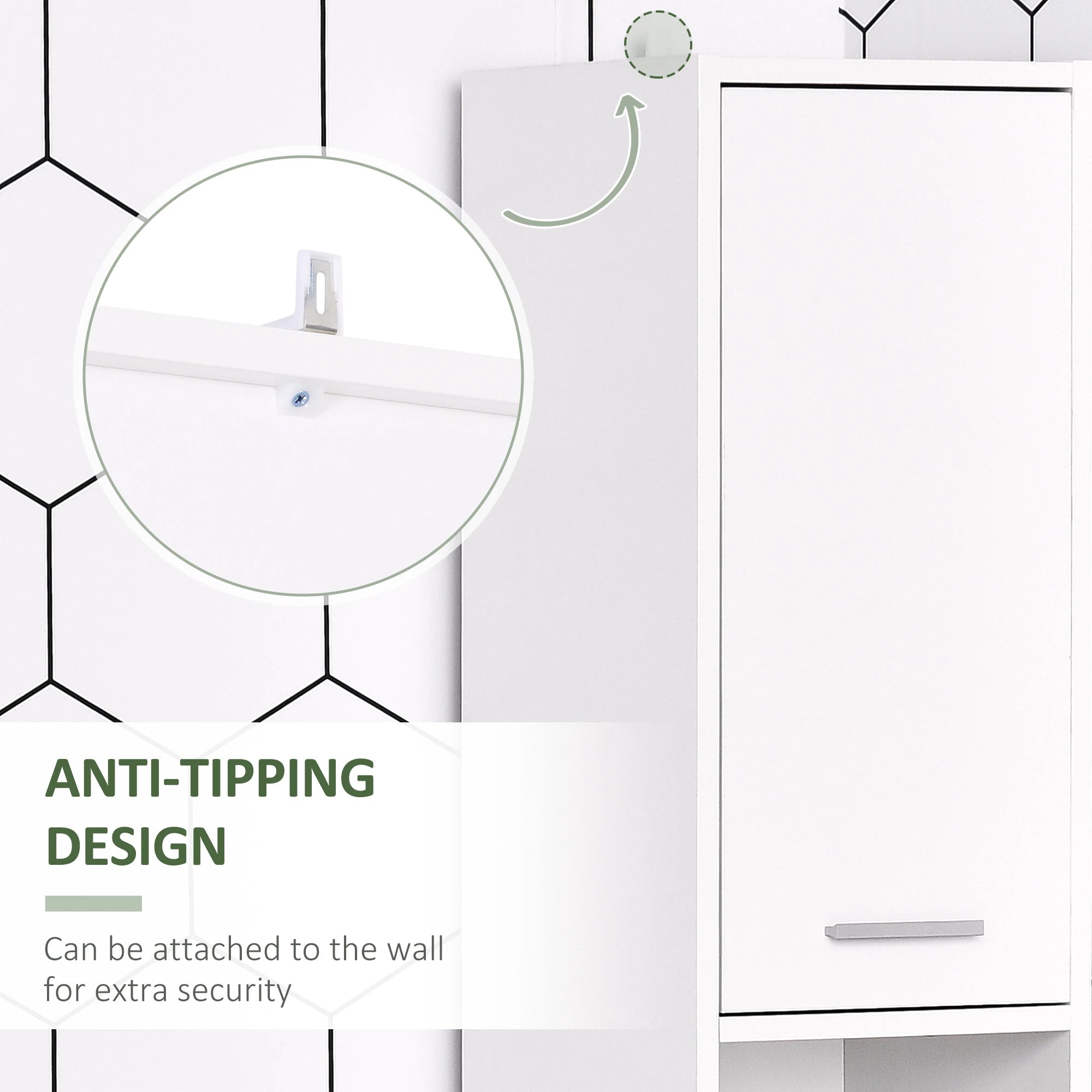 Tall Narrow Bathroom Vanity, 2 Doors, Adjustable Shelves, White Bathroom Cabinets at Gallery Canada