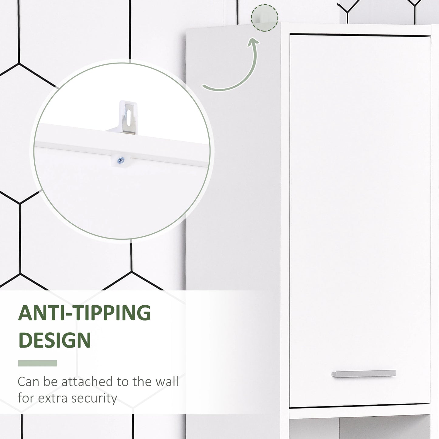 Tall Narrow Bathroom Vanity, 2 Doors, Adjustable Shelves, White Bathroom Cabinets at Gallery Canada