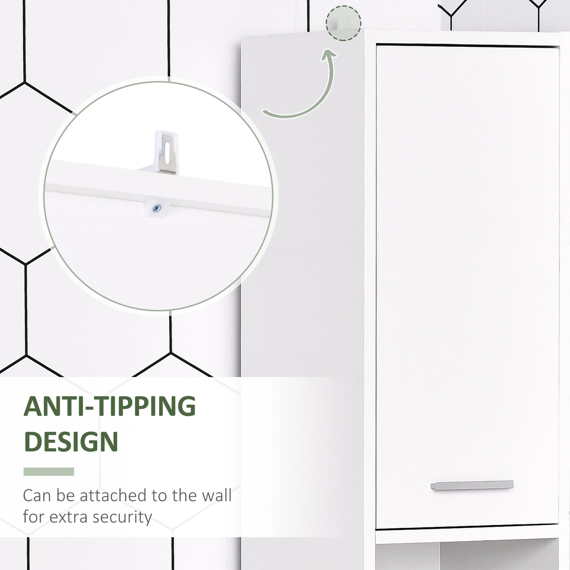 Tall Narrow Bathroom Vanity, 2 Doors, Adjustable Shelves, White Bathroom Cabinets at Gallery Canada