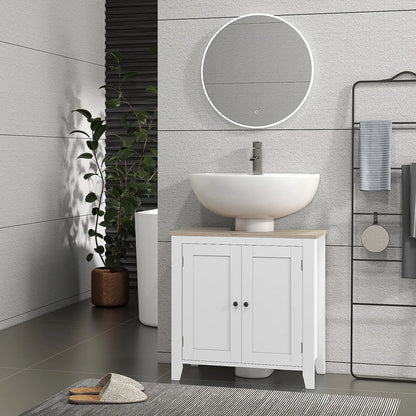 Bathroom Sink Vanity Unit, U-Shape Design, Adjustable Shelf, White Bathroom Cabinets at Gallery Canada