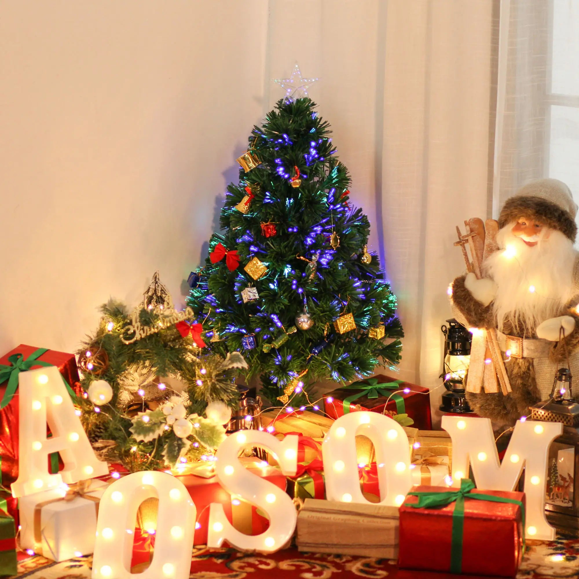 2.5FT Prelit Artificial Christmas Tree, Fiber Optics, Green Artificial Christmas Trees at Gallery Canada