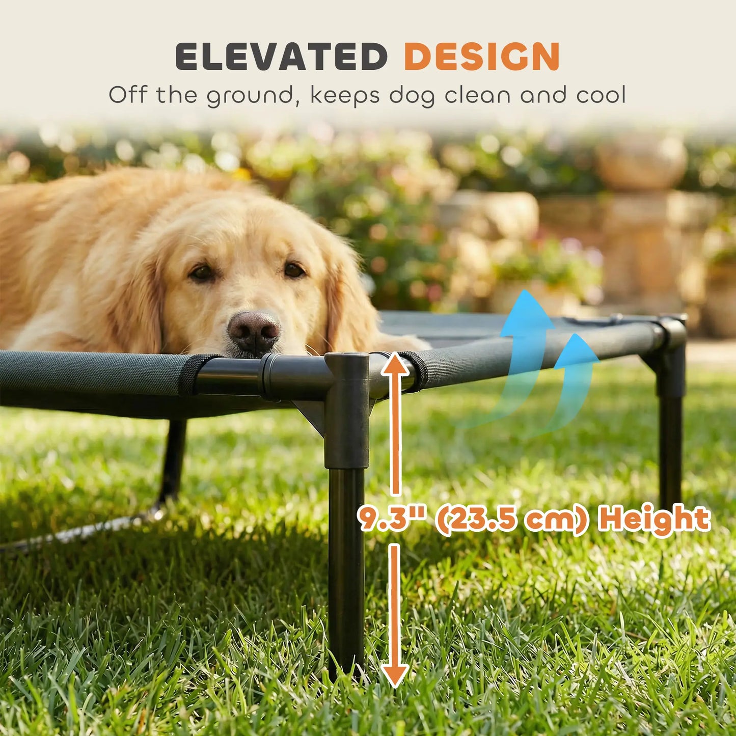 Elevated Dog Bed with Canopy, Portable XL Dog Cot, 48" x 36" x 43", Grey Elevated Dog Beds at Gallery Canada