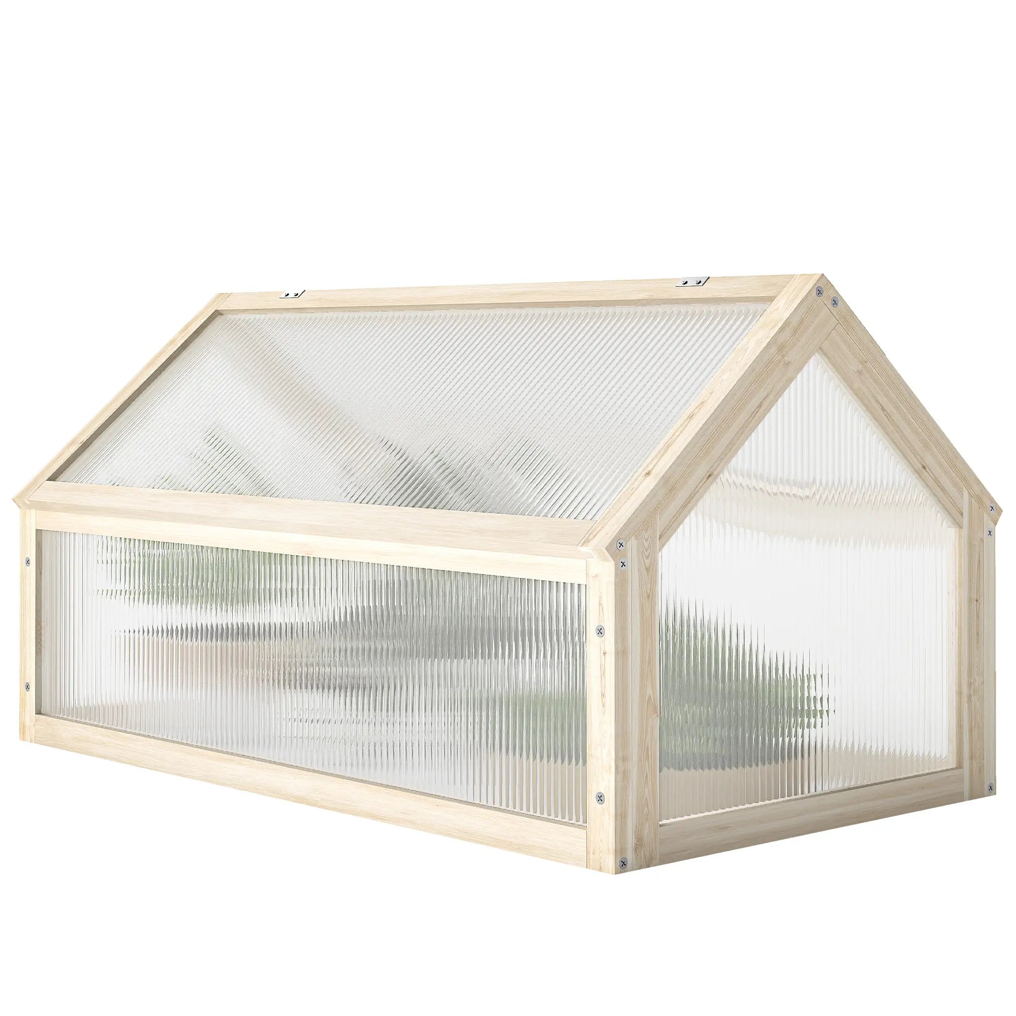 Wooden Cold Frame Greenhouse, Portable Raised Planter, Openable Top, 35.5