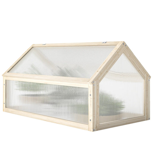 Wooden Cold Frame Greenhouse, Portable Raised Planter, Openable Top, 35.5" x 20.5" x 19.5", Natural Wood Raised Garden Beds Natural at Gallery Canada
