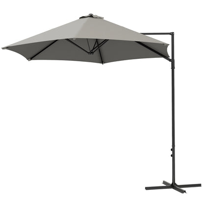 8.5FT Outdoor Cantilever Parasol, 360° Rotation, Cross Base, Light Grey Cantilever Umbrellas at Gallery Canada