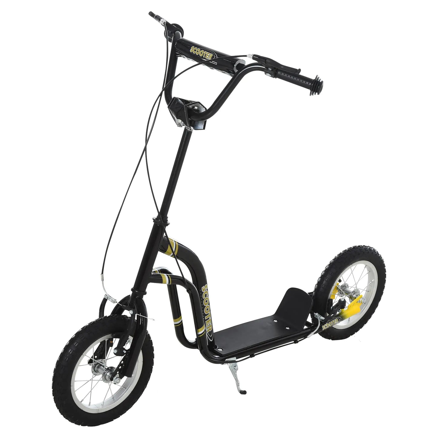 Dual Brakes Kick Scooter, 12-Inch Inflatable Wheel, Age 5+, Black Scooters Black at Gallery Canada