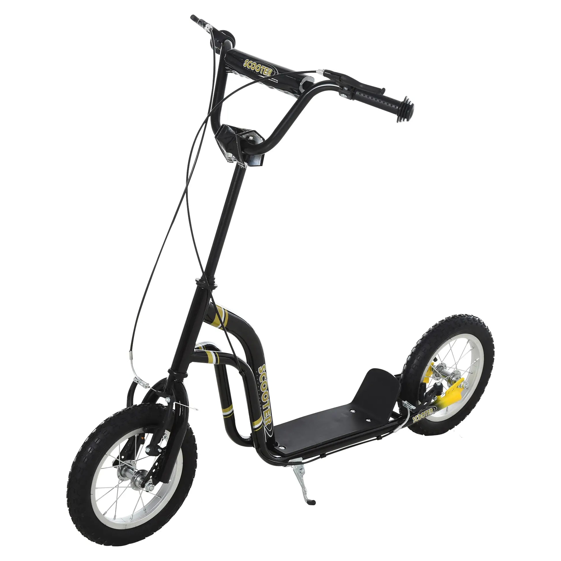 Dual Brakes Kick Scooter, 12-Inch Inflatable Wheel, Age 5+, Black Scooters Black at Gallery Canada