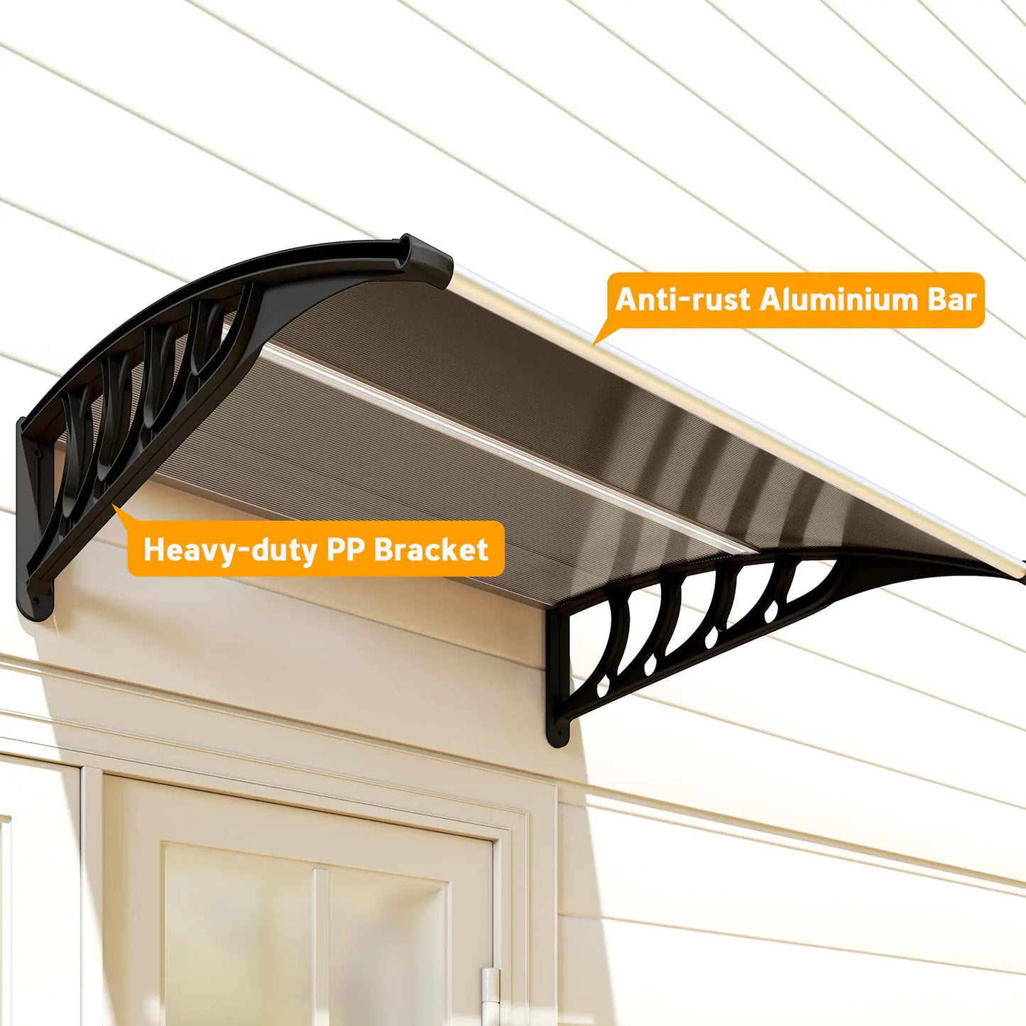 40.6" x 38" Polycarbonate Awning Door Canopy, UV Protection, Brown Door Awnings at Gallery Canada