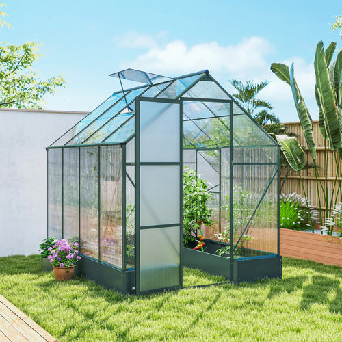 8.2' x 6.2' Greenhouse, Aluminum Frame, Temperature Controlled Window