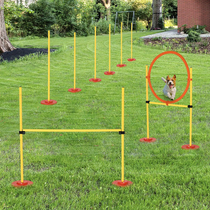 3PCs Pet Agility Training Set, Adjustable Weave Pole, Jumping Ring, High Jump Dog Agility Training Equipment at Gallery Canada