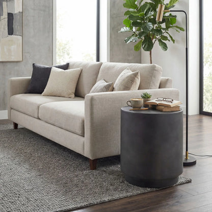 Terrazzo Finish Side Table, 17" Round, Charcoal Grey Side Tables at Gallery Canada