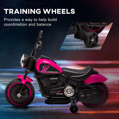 6V Kids Motorcycle with Training Wheels, Pink Electric Motorcycles at Gallery Canada